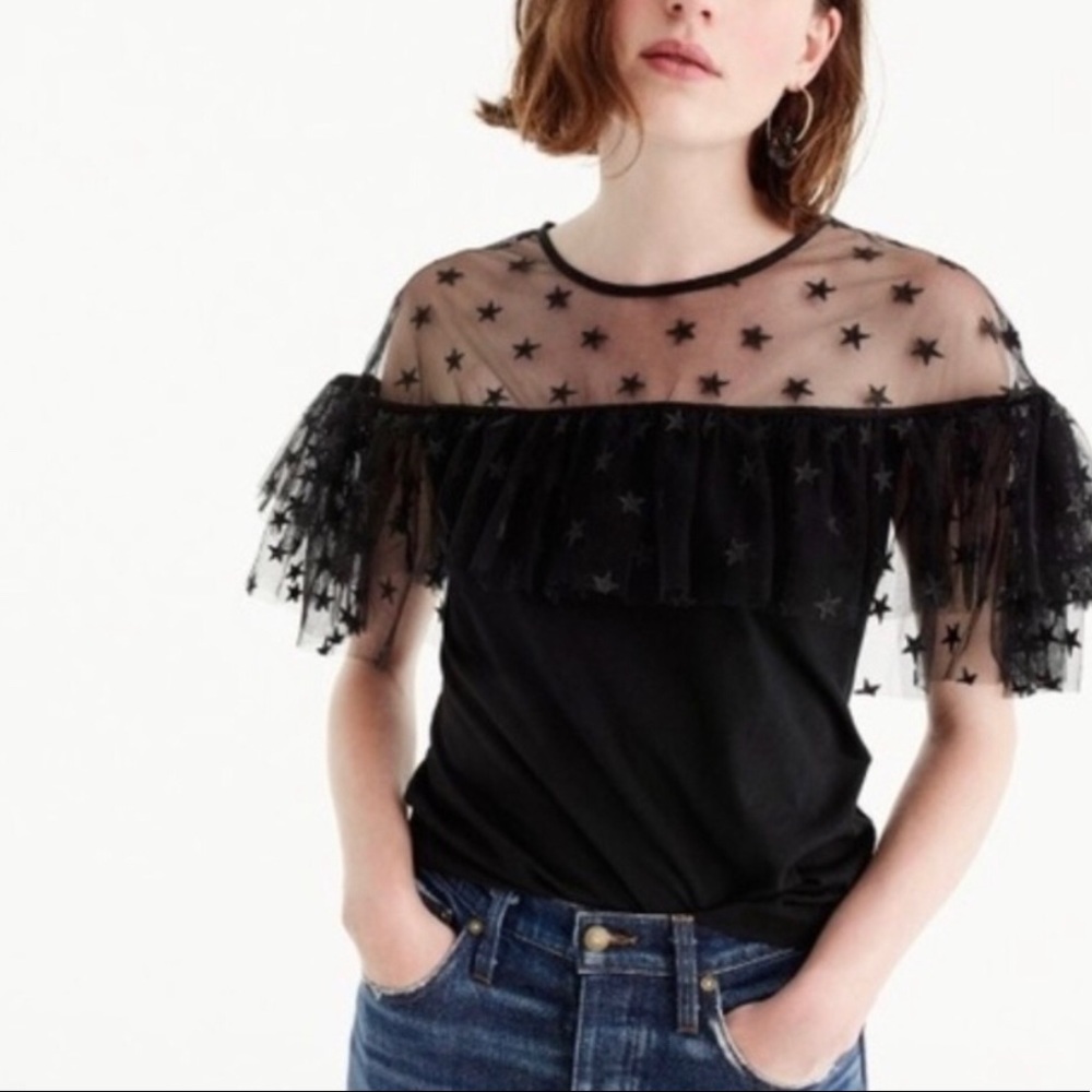 NWOT J Crew Starry Tulle Top